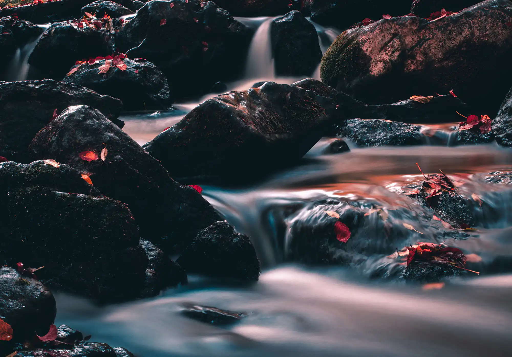 Water flowing over rocks